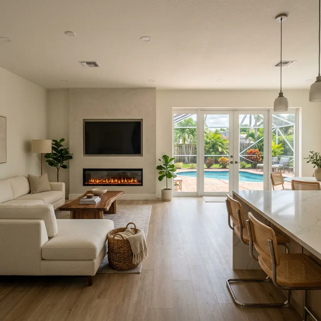 Fully renovated open concept living room in Manor Forest, Boynton Beach