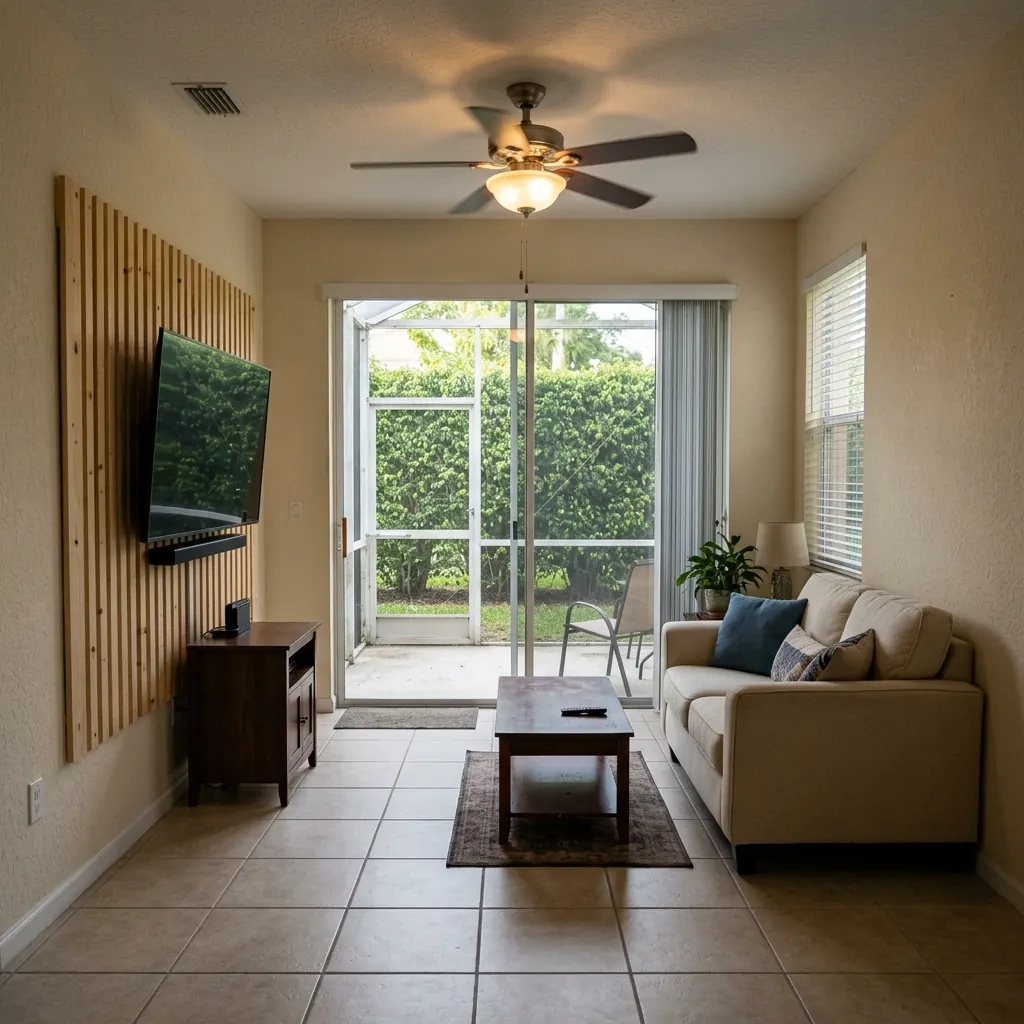 Comfortable updated living room in a Manor Forest home, Boynton Beach