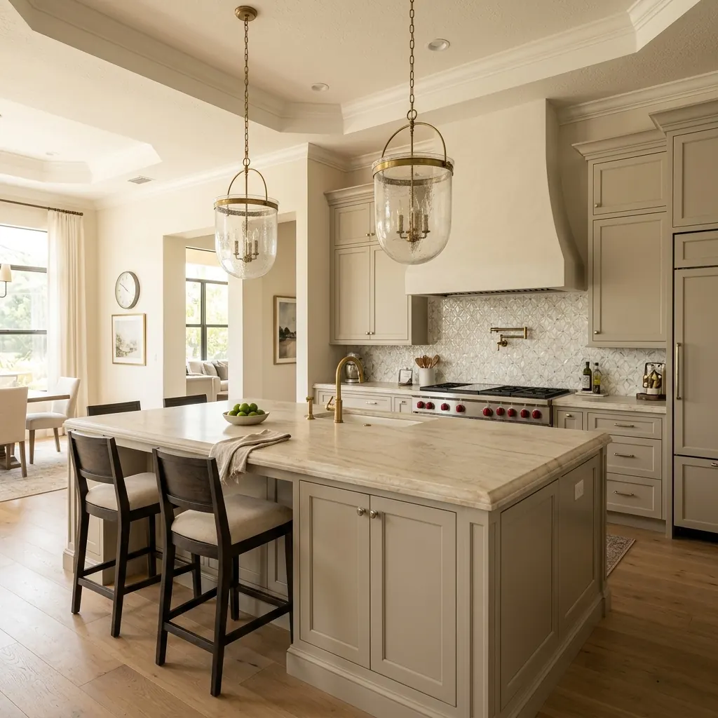Transitional luxury kitchen inside a home in Valencia Cove, Boynton Beach