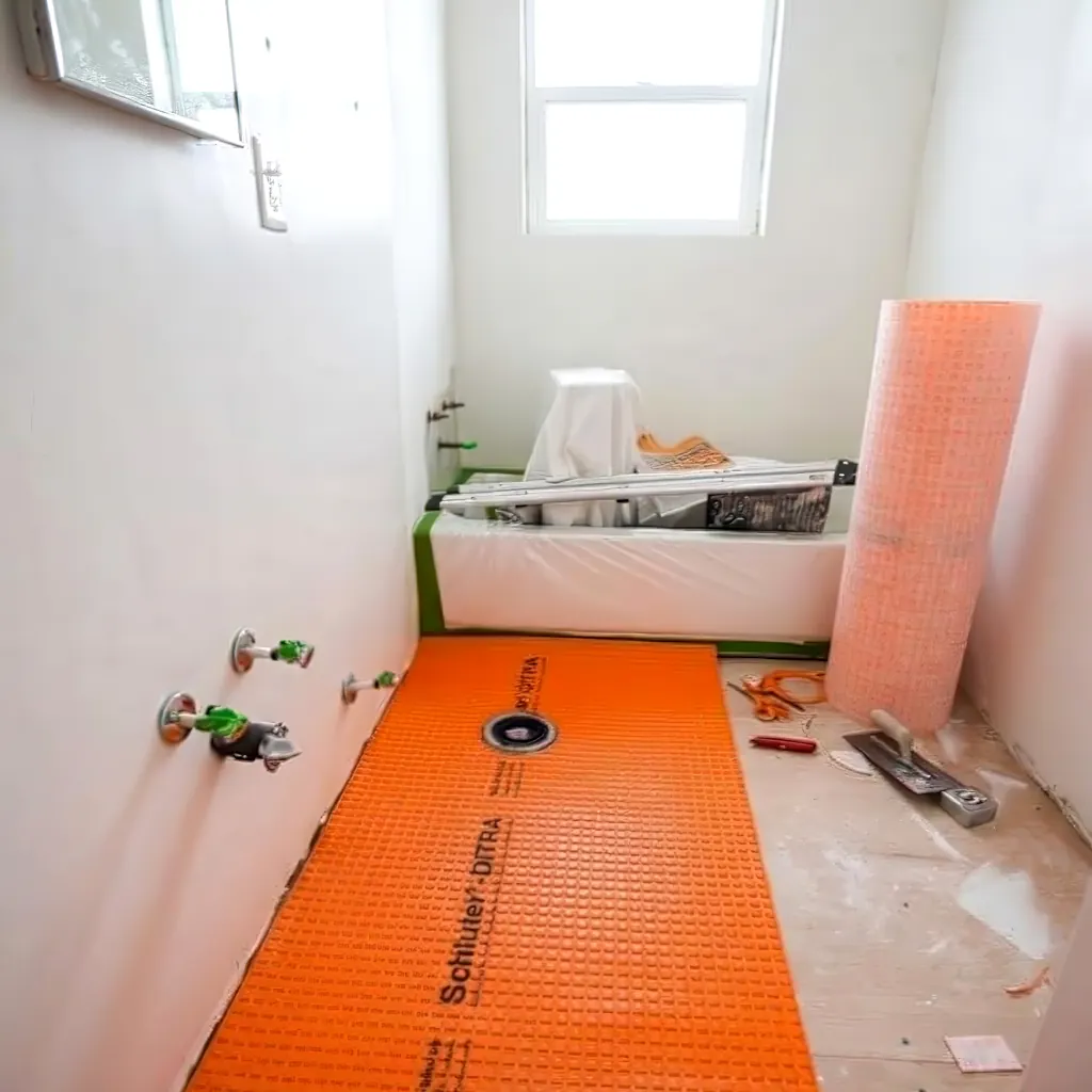 Schluter Ditra uncoupling membrane on subfloor