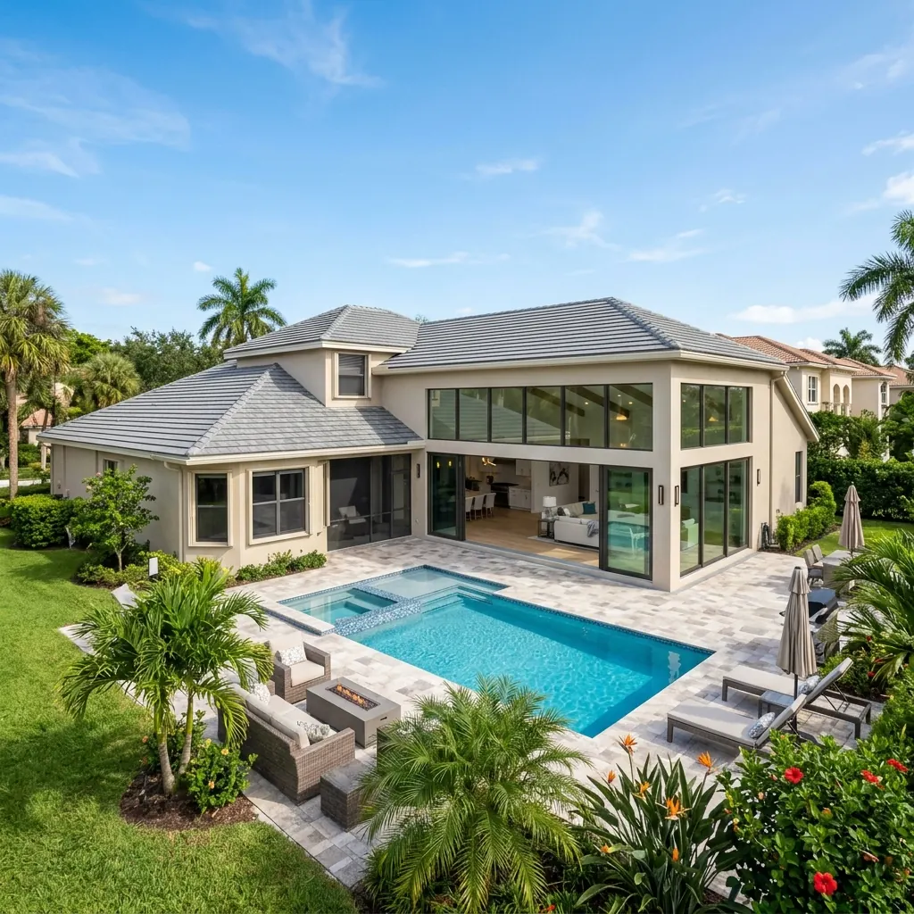 Realistic rear home addition on a 1970s CBS home in Ramblewood, Coral Springs